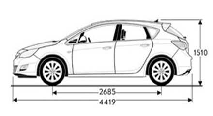 Размеры и вес автомобиля opel astra